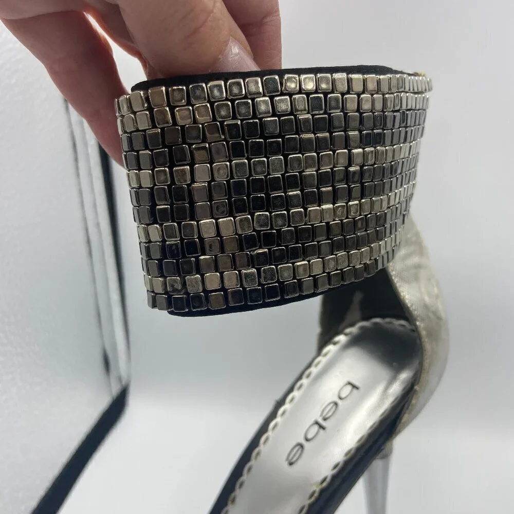 Bebe Black Silver Platform Heels Size 6 Used